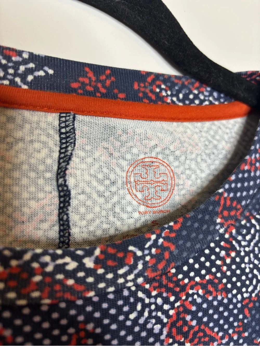 Tory Burch long sleeve 100% cotton floral dress blue and orange size small